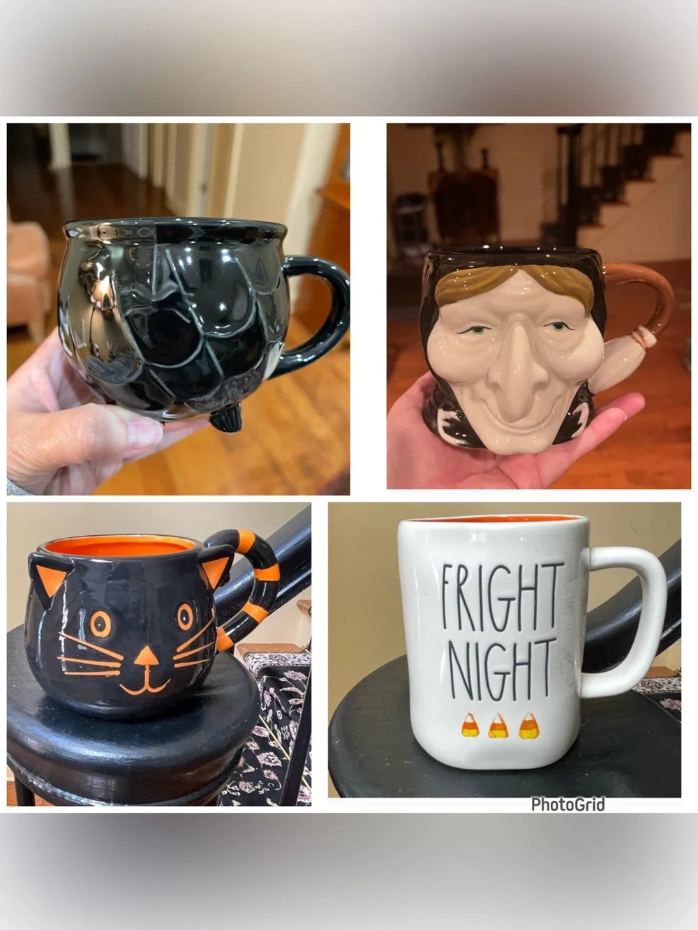 Halloween Village Scene Witch Trio Animated Roating sound Illumination See video